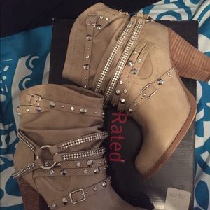 Cream stud booties